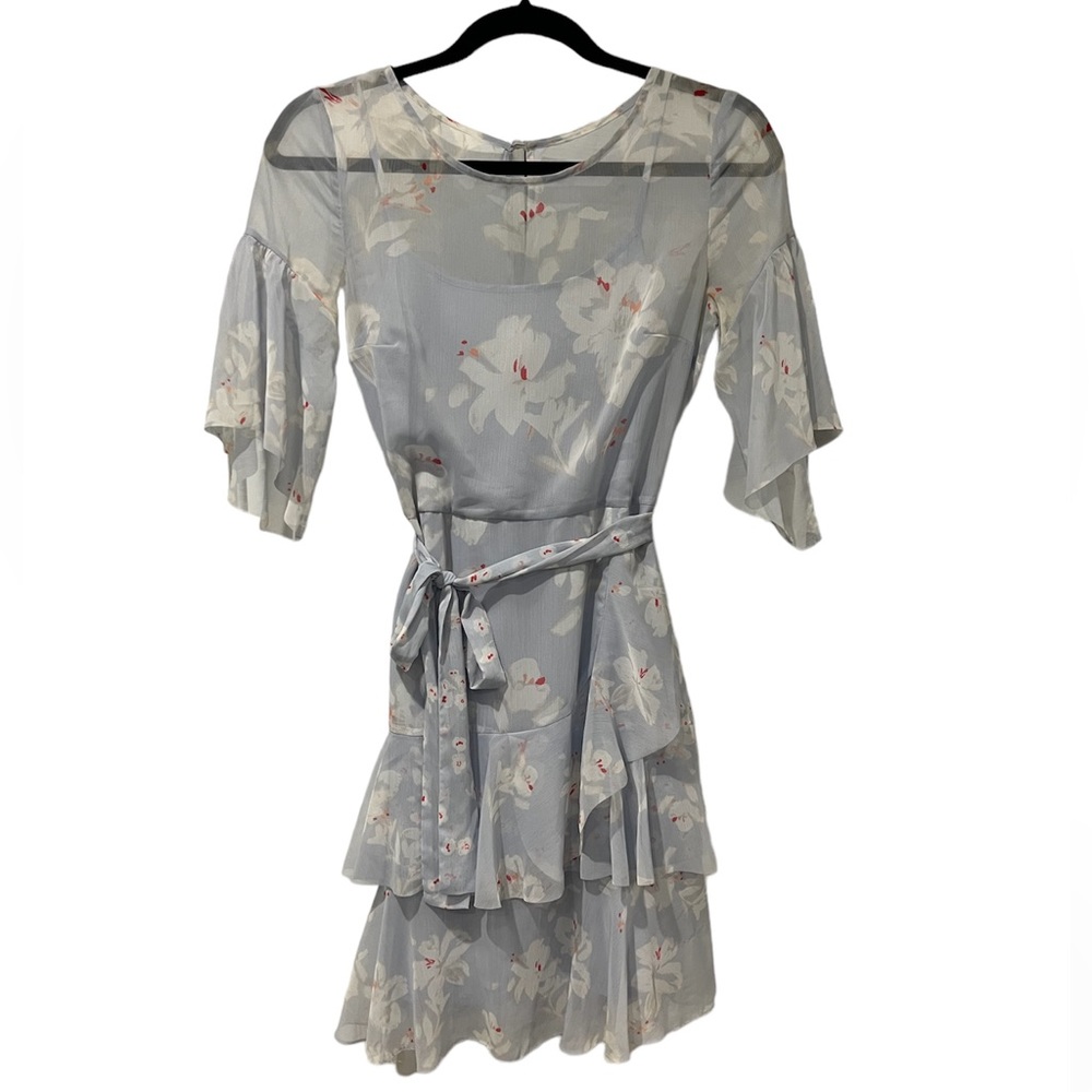 French Connection Sea Breeze Sheer Blue Dress (Size 0)